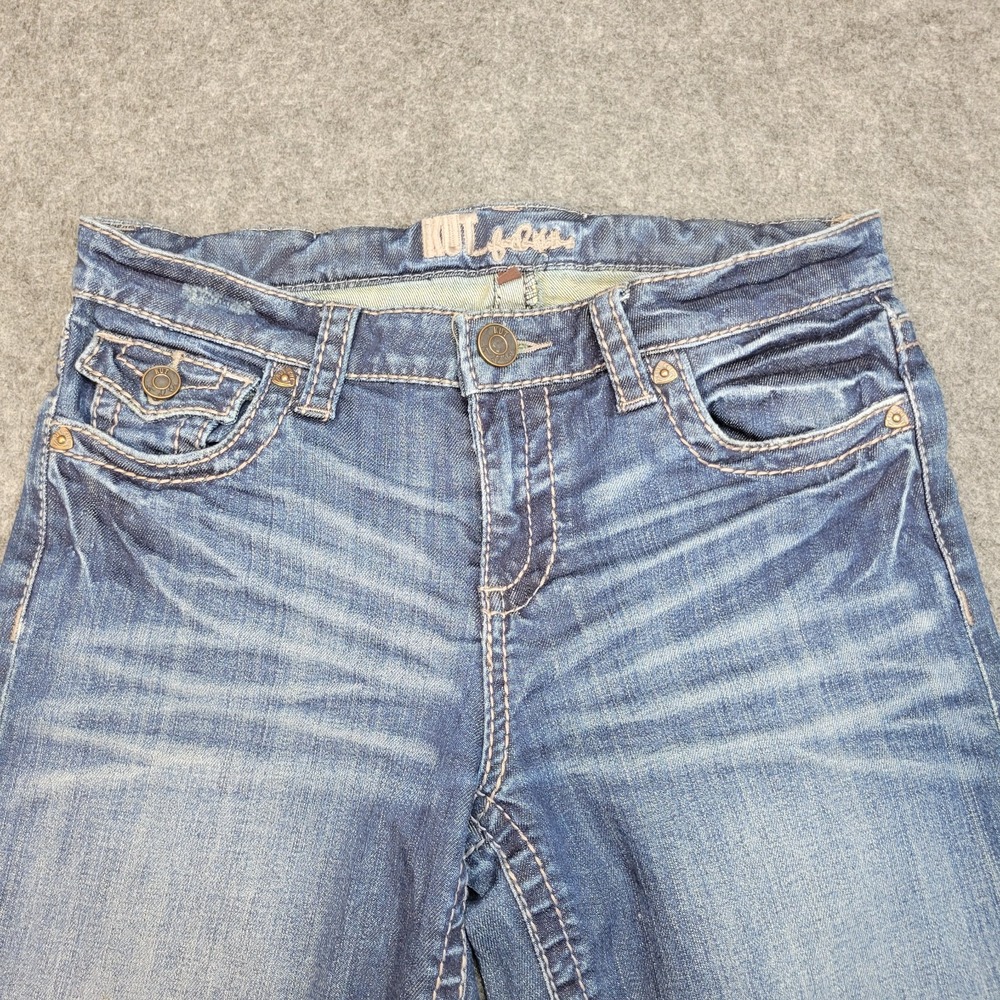 Kut From The Kloth Capri Jeans Womens 6 Blue Thick Stitch Y2K Boho Streetwear - Picture 4 of 12